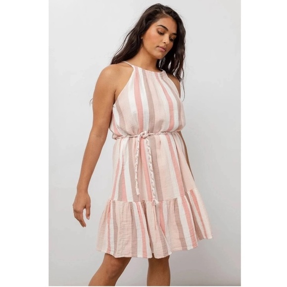 Rails Becca Cheyanne Pink Stripe Belted Mini Dress | Size S | 100% Cotton - Picture 1 of 9